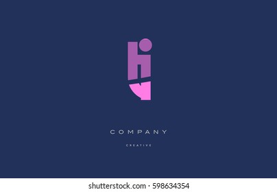 ti t i pink blue pastel modern abstract alphabet company logo design vector icon template letter 