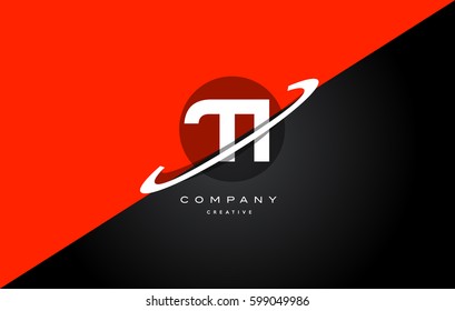 ti t i  red black white technology swoosh alphabet company letter logo design vector icon template 