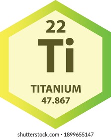 Ti Titanium Transition metal Chemical Element Periodic Table. Hexagon vector illustration, colorful Hexagon clean style Icon with molar mass and atomic number for Lab, science or chemistry education.