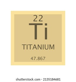 Ti Titanium Transition metal Chemical Element Periodic Table. Simple flat square vector illustration, simple clean style Icon with molar mass and atomic number for Lab, science or chemistry education.