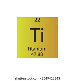 Ti Titanium Transition metal Chemical Element Tabla periódica. Ilustración vectorial cuadrada plana simple, icono de estilo limpio simple con masa molar y número atómico para laboratorio, ciencia o clase de química.