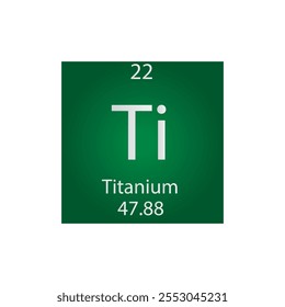 Ti Titanium Transition metal Chemical Element Tabla periódica. Ilustración vectorial cuadrada plana simple, icono de estilo limpio simple con masa molar y número atómico para laboratorio, ciencia o clase de química.