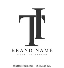 TI trendy logotype template. Initial letter t and i classic font style. Creative logo for company name or identity. Vector illustration.