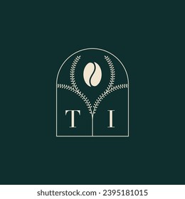 TI Unique and simple logo design combination of letters and coffee bean