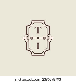 TI vintage wedding initial logo in high quality professional design that will print well across any print media