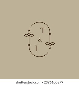 TI wedding initial logo in high quality professional design that will print well across any print media