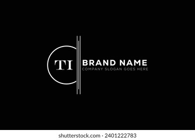 TI White Letter monogram Logo Design with Black Background. T I