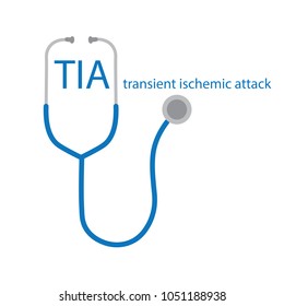 TIA Transient Ischemic Attack text and stethoscope icon- vector illustration
