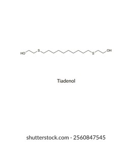 Tiadenol flat skeletal molecular structure antihyperlipidemic drug used in hyperlipidaemia treatment. Vector illustration scientific diagram.