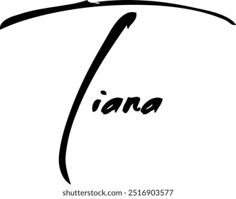 Tiana Name Of Baby Girl Cursive Typography Hand Written Brush Text