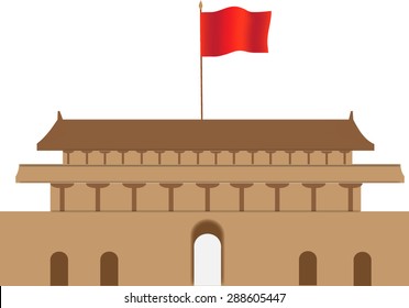 Tiananmen gate with red flag vector pattern to the Chinese communist party anniversary, the 1-st of July