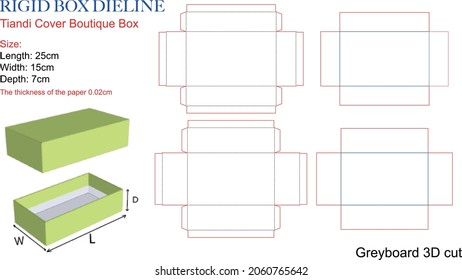 Tiandi Cover Boutique Box Rigid Dieline Perfect Measurement
