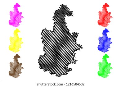 Tianjin (Administrative divisions of China, China, People's Republic of China, PRC) map vector illustration, scribble sketch Tientsin map