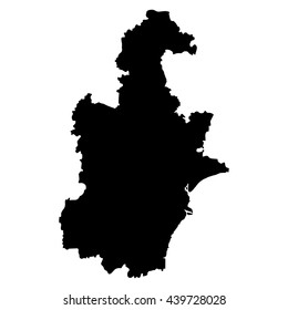 Tianjin black map on white background vector