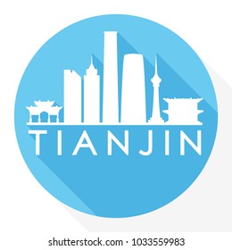 Tianjin China Flat Icon Skyline Silhouette Design City Vector Art