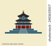 Tiantan Temple of Heaven in - modern colored vector illustration