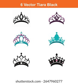 Tiara Icon on Black and White Vector Backgrounds,Simple, hand drawn crown representing royalty, power, 