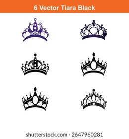 Tiara Icon on Black and White Vector Backgrounds,Simple, hand drawn crown representing royalty, power, 