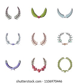 Tiara icons set. Cartoon set of 9 tiara vector icons for web isolated on white background