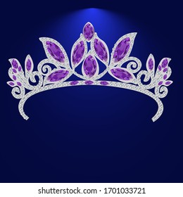 Tiara jewelry for hair with precious stones
