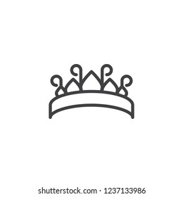 Tiara jewelry outline icon. linear style sign for mobile concept and web design. Elegant crown simple line vector icon. Symbol, logo illustration. Pixel perfect vector graphics