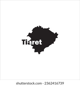 Tiaret map and black letter design on white background
