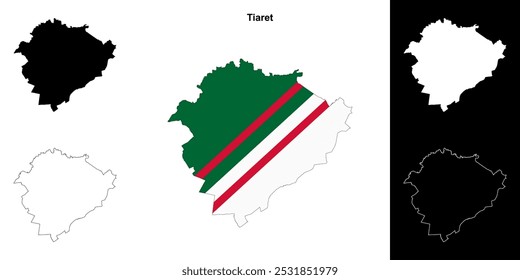 Tiaret province outline map set