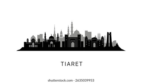 Tiaret Skyline Cityscape Silhouette Algeria.