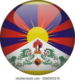 Tibet 3D Rounded Country Flag Icon