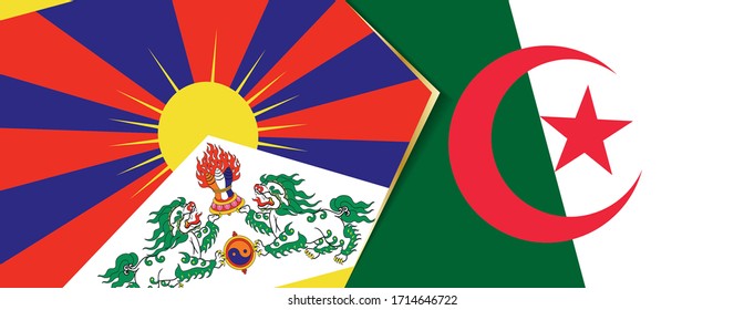 Banderas del Tíbet y Argelia, dos banderas vectoriales símbolo de relación o confrontación.