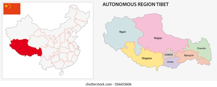 Tibet Autonomous Region Administrative Map Stock Vector (Royalty Free ...