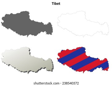 Tibet blank outline map set - Tibetan version