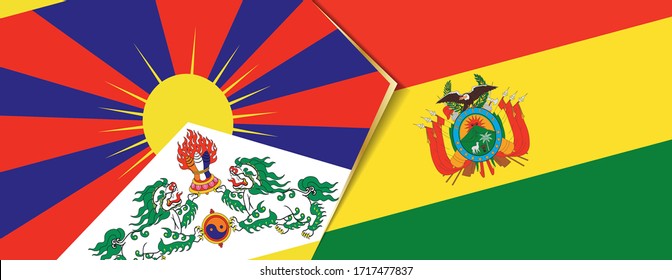 Tibet and Bolivia flags, two vector flags symbol of relationship or confrontation.