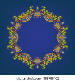 Tibet ethnic colored mandalas and elements. Vector illustration.