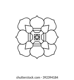 Tibet ethnic mandalas and elements. Outline drawing. Vector illustration. Coloring book for adult and older children. Coloring page.