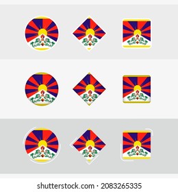 Tibet flag icons set, vector flag of Tibet. Three versions of icon.