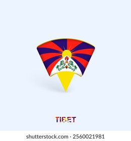 Tibet Flag Map Pointer Design with Shadow. Vector illustrator.