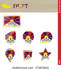 Tibet Flag Set, Flag Set #235. Vector.