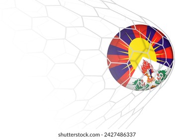 Tibet flag soccer ball in net. Vector sport illustration.