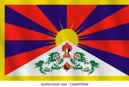 Tibet flag with waving effect, official proportion.