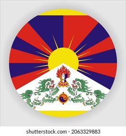 Icono de la bandera de un país redondeado plano del Tíbet