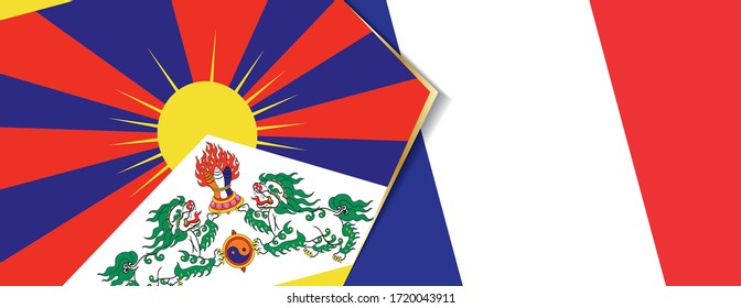Banderas del Tíbet y Francia, dos banderas vectoriales símbolo de relación o confrontación.