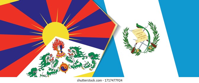 Tibet and Guatemala flags, two vector flags symbol of relationship or confrontation.