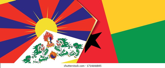 Banderas del Tíbet y Guinea-Bissau, dos banderas vectoriales símbolo de relación o enfrentamiento.