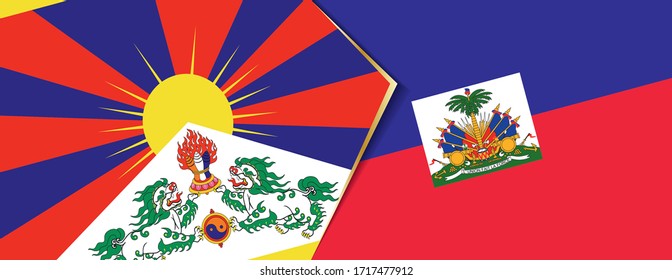 Tibet and Haiti flags, two vector flags symbol of relationship or confrontation.