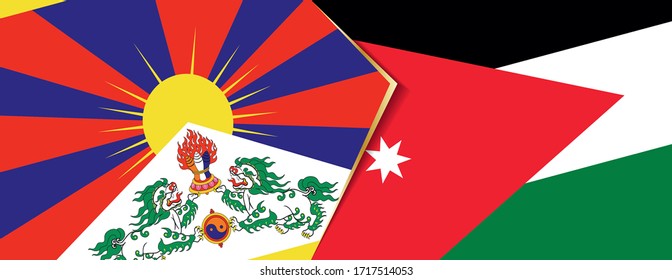 Tibet and Jordan flags, two vector flags symbol of relationship or confrontation.