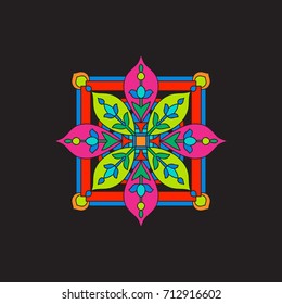 Tibet mandala on black background. 