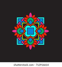 Tibet mandala on black background. 