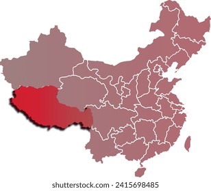 TIBET map CHINA 3d map