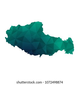Tibet map - Colorful Polygonal map of Tibet rumpled triangular low poly style gradient graphic background , Vector illustration eps 10.